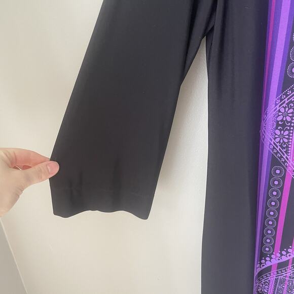 London Times Womens Size 10 Dress Purple Design Black 3/4 Sleeve Great Condition - Picture 6 of 6